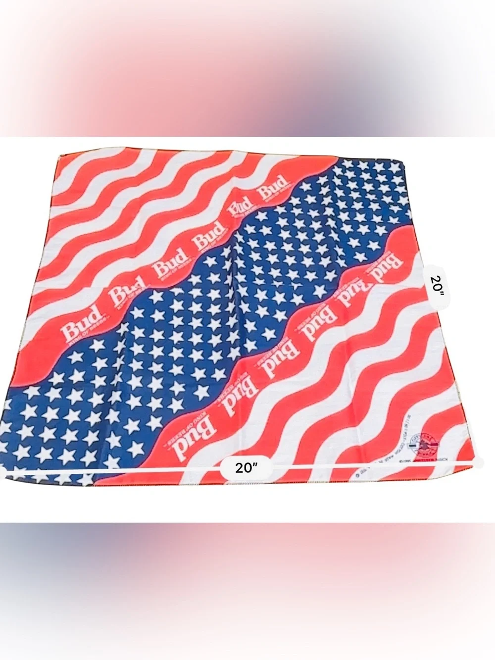 VTG Budweiser Flag Bandana 1995 Made in the USA 50/50 Bud